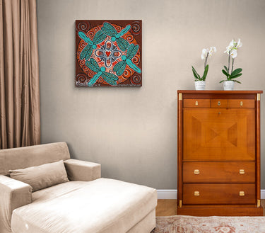Sister Dreaming Framed Canvas Print by Mirree Contemporary Aboriginal Art